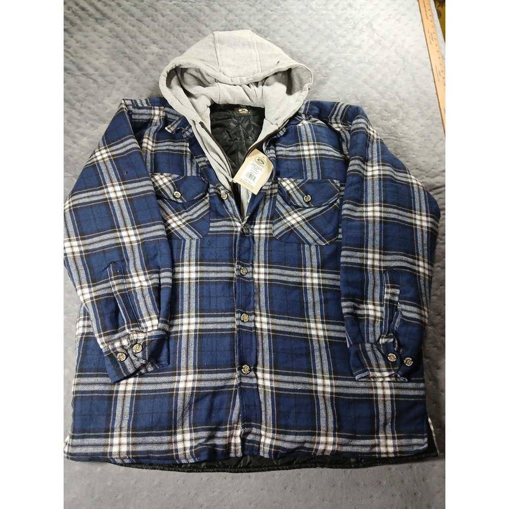 Stillwater Supply Co Mens XL Blue Plaid Quilted Hooded Flannel Shirt Jacket NWT - Picture 1 of 8